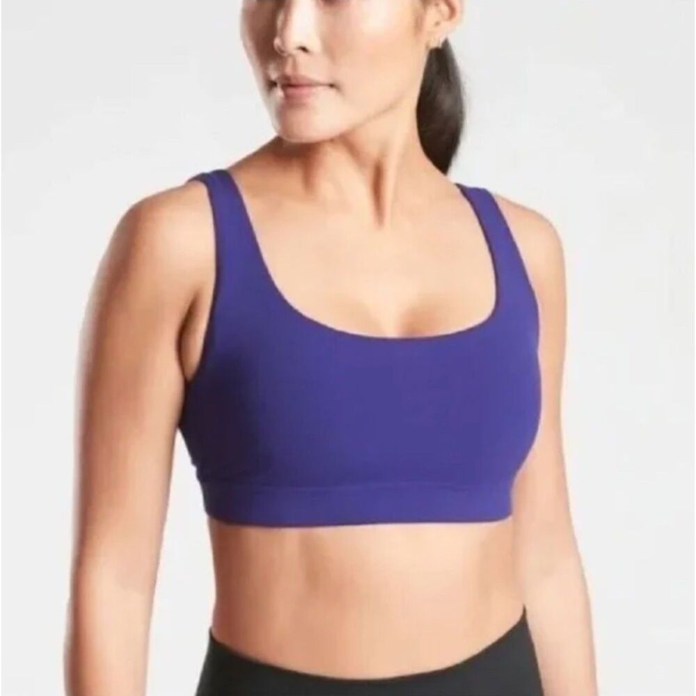 Athleta Exhale Yoga Workout Bra in Powervita Poseidon Blue Sz Lg D-DD cup size